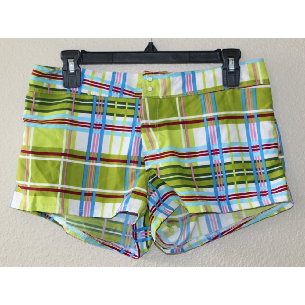 Agua Doce Womens Multicolor Plaid Swim Shorts M NWT Brazil